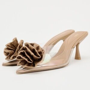 Zara SHINY FLOWER VINYL MULES